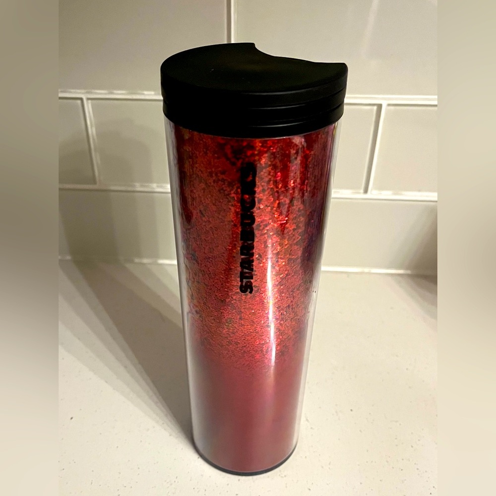 Starbucks, red sparkle travel mug 16 ounce